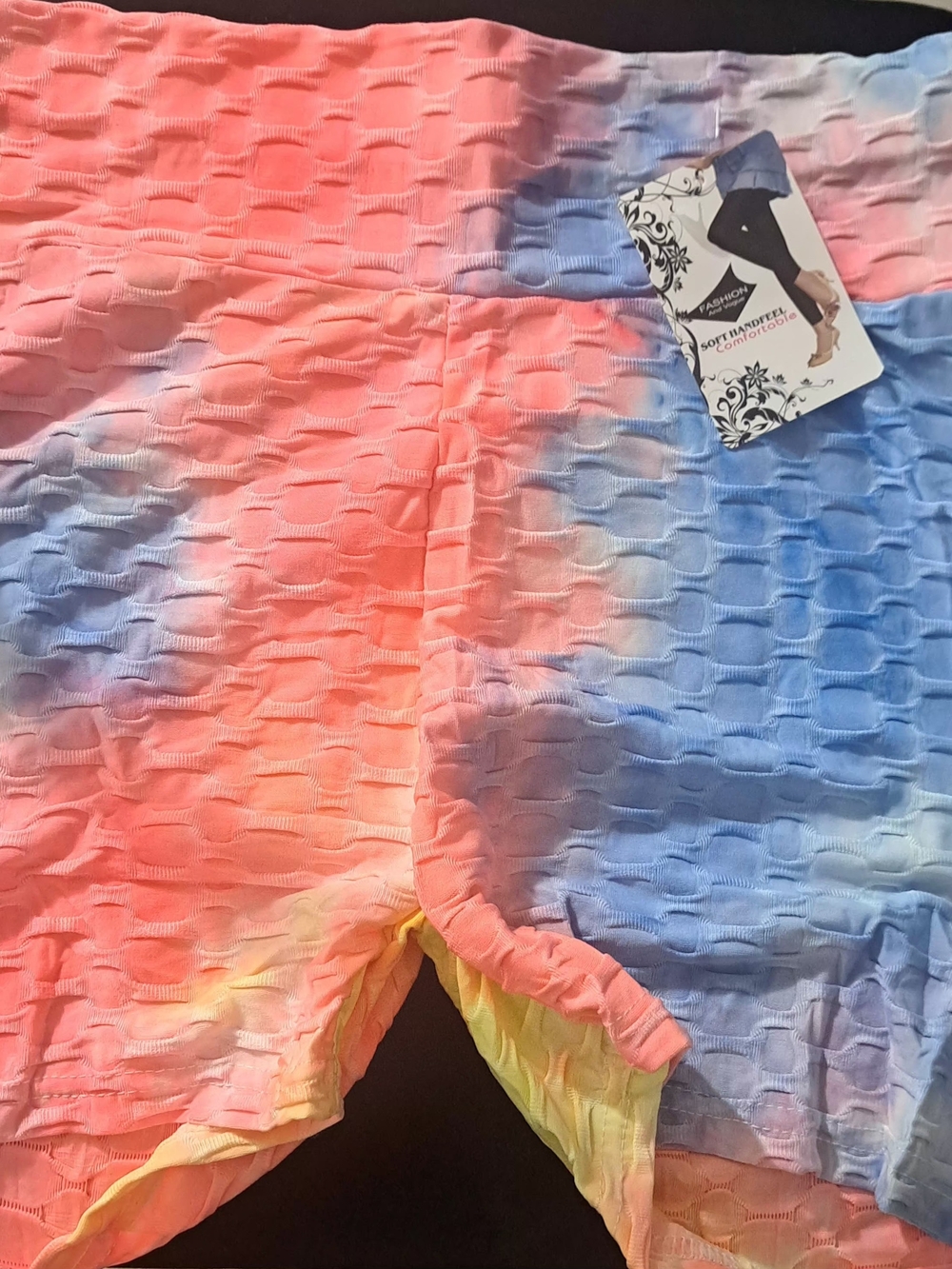 Girls' Tie-Dye Textured Shorts - Pink, Blue & Yellow